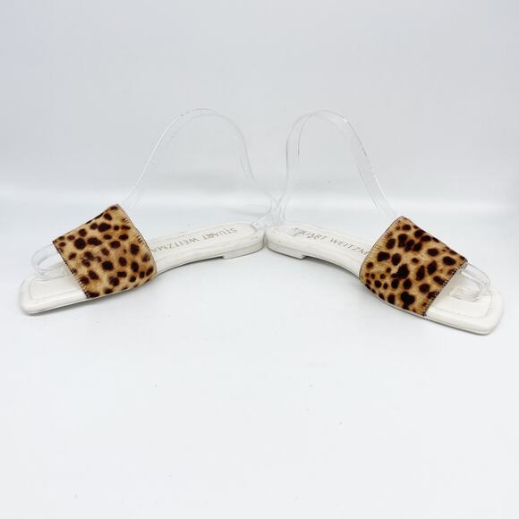Stuart Weitzman Women's Animal Print Calf Hair Slide Sandals Size 4.5 B - Picture 6 of 13